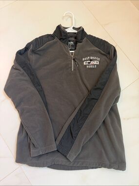 Disney Men's Dark Gray Quarter-Zip Fleece with Walt Disney World Patch